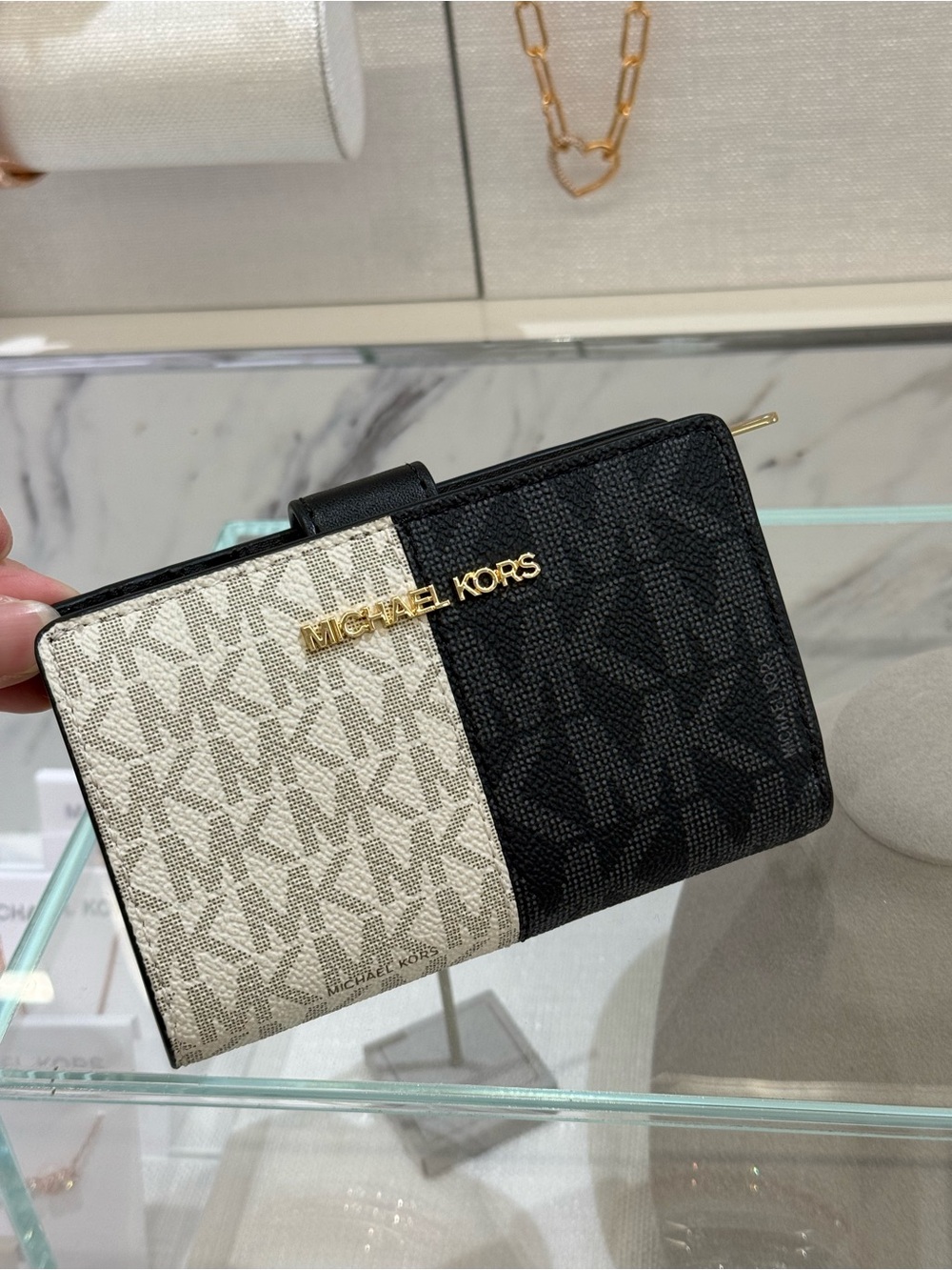 Michael Michael Kors Jet Set Medium Two-Tone Logo Wallet